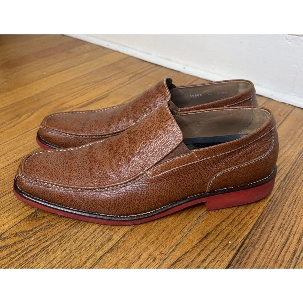 Michael Toschi Dollinger Loafers Brown Pebble Leather Italy CIS Men Size 15